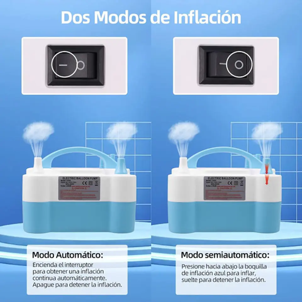 Inflador Globos Electrico Con 2 Inyectores Para Fiestas 600w 3