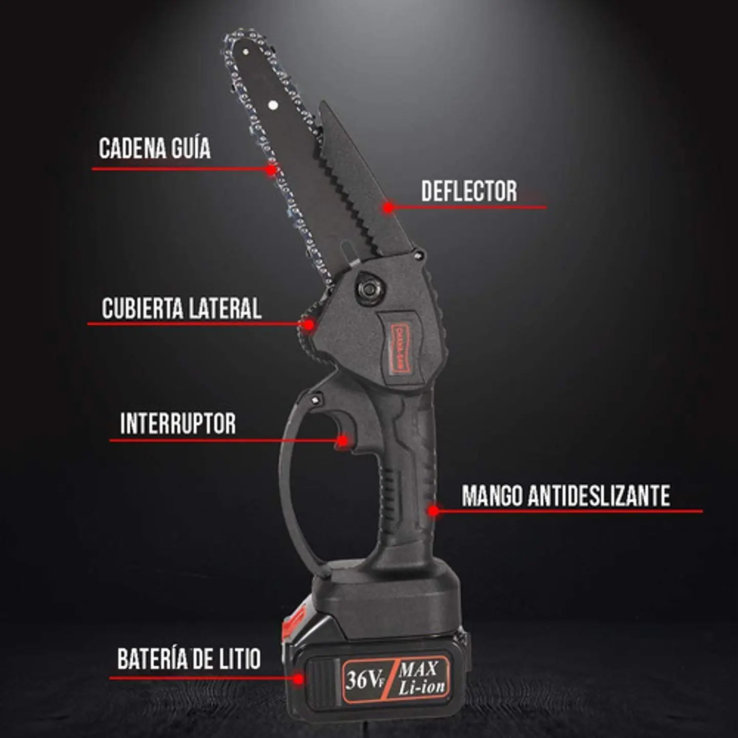 Motosierra Eléctrica Recargable Portátil 36v + Accesorios (Bat. Litio) 3