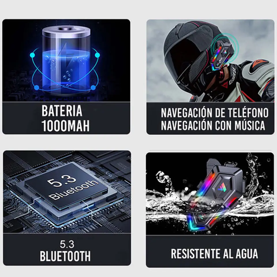 Auriculares Inalambricos Para Casco De Motocicleta Bluetooth 5
