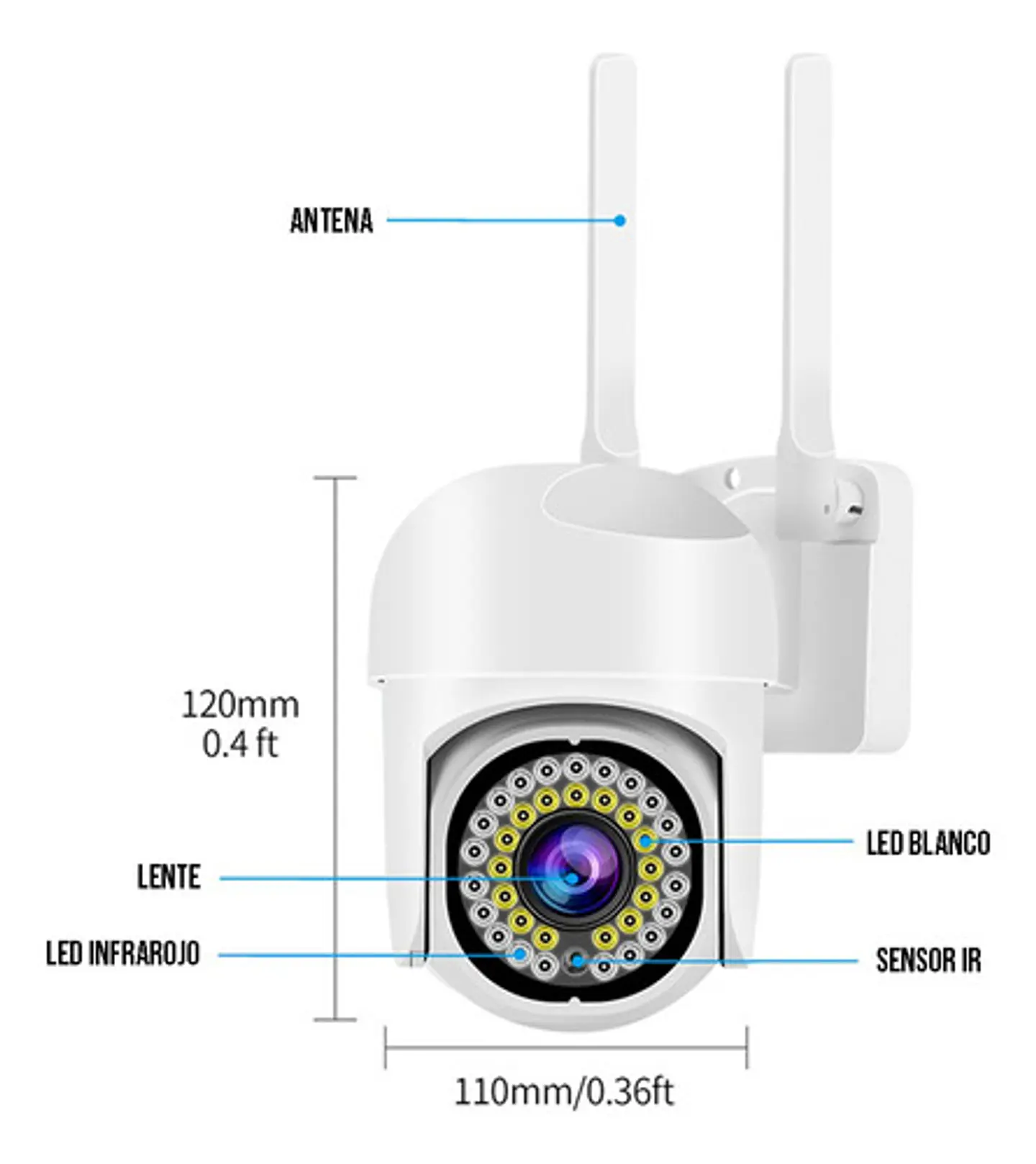 Cámara Smart Pro Wifi 1080p para Exteriores Detección 3mp 3