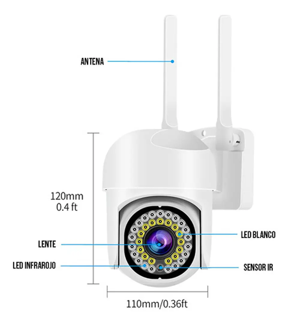 Cámara Smart Pro Wifi 1080p para Exteriores Detección 3mp 3