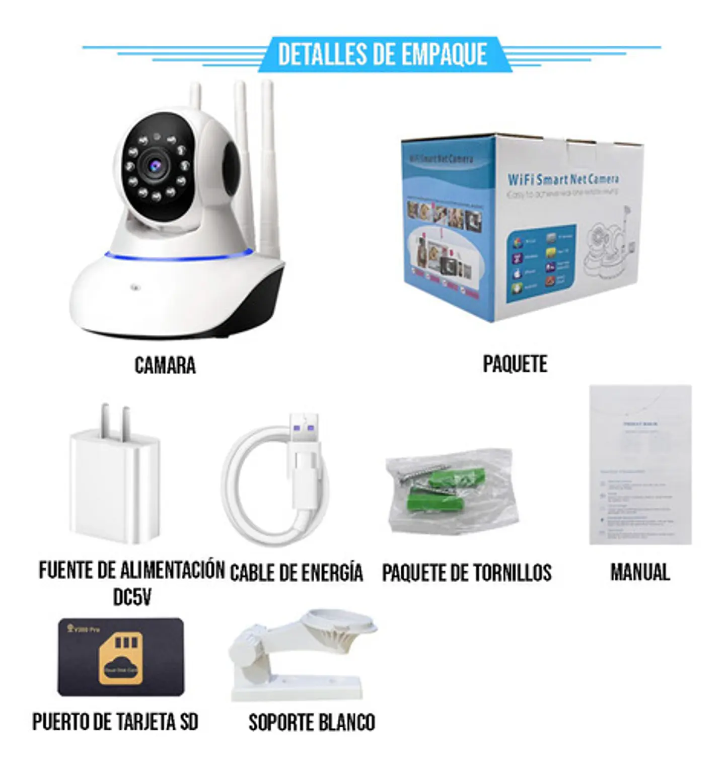 Cámara De Seguridad 3 Antenas, 1080p Wifi, Visión Nocturna 3