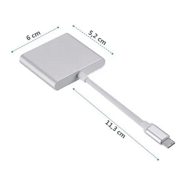 Adaptador Multipuerto 3 En 1 Usb Tipo C 3.0 A Hdmi 4k   3