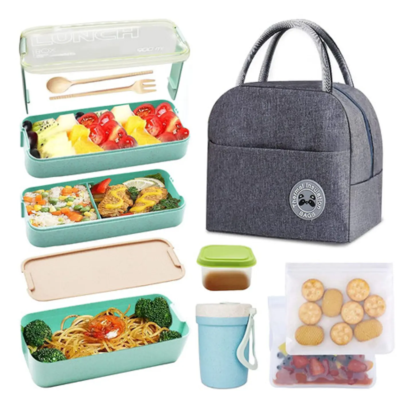 Kit De Lonchera Tipo Bento Con Compartimientos Para Comida 1