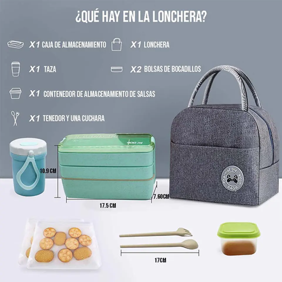 Kit De Lonchera Tipo Bento Con Compartimientos Para Comida 2