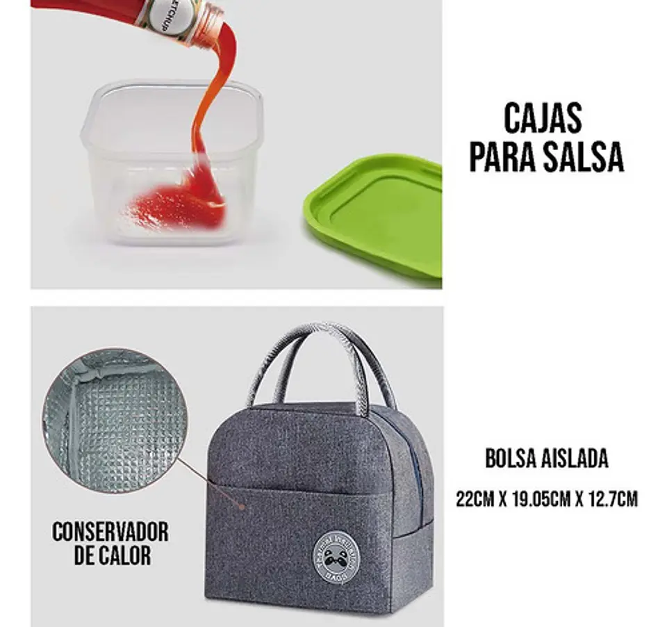 Kit De Lonchera Tipo Bento Con Compartimientos Para Comida 3