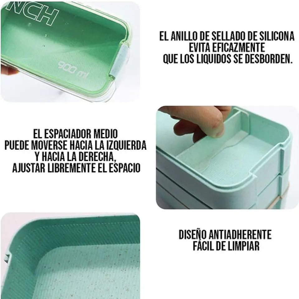 Kit De Lonchera Tipo Bento Con Compartimientos Para Comida 5