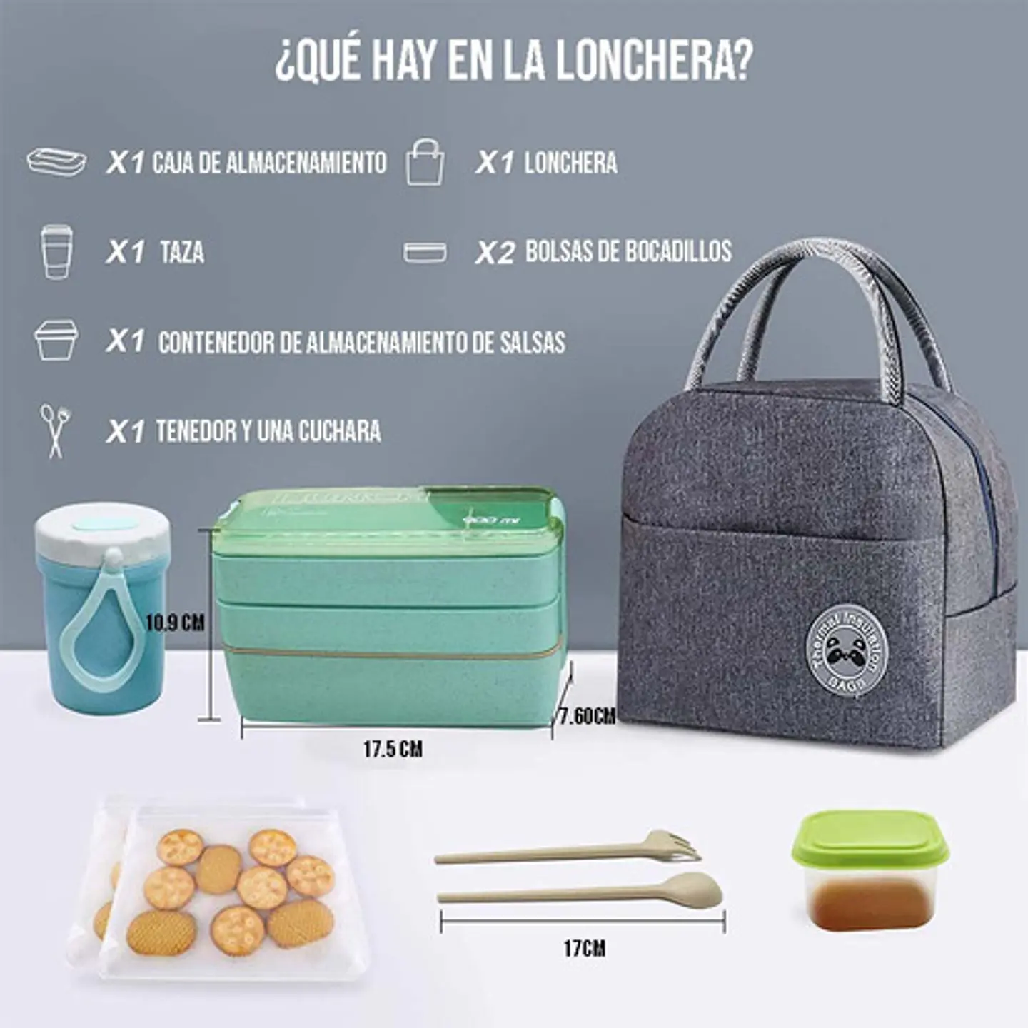Kit De Lonchera Tipo Bento Con Compartimientos Para Comida 9