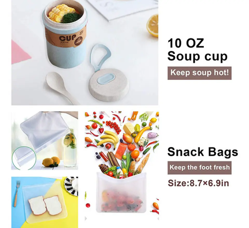 Kit De Lonchera Tipo Bento Con Compartimientos Para Comida 10