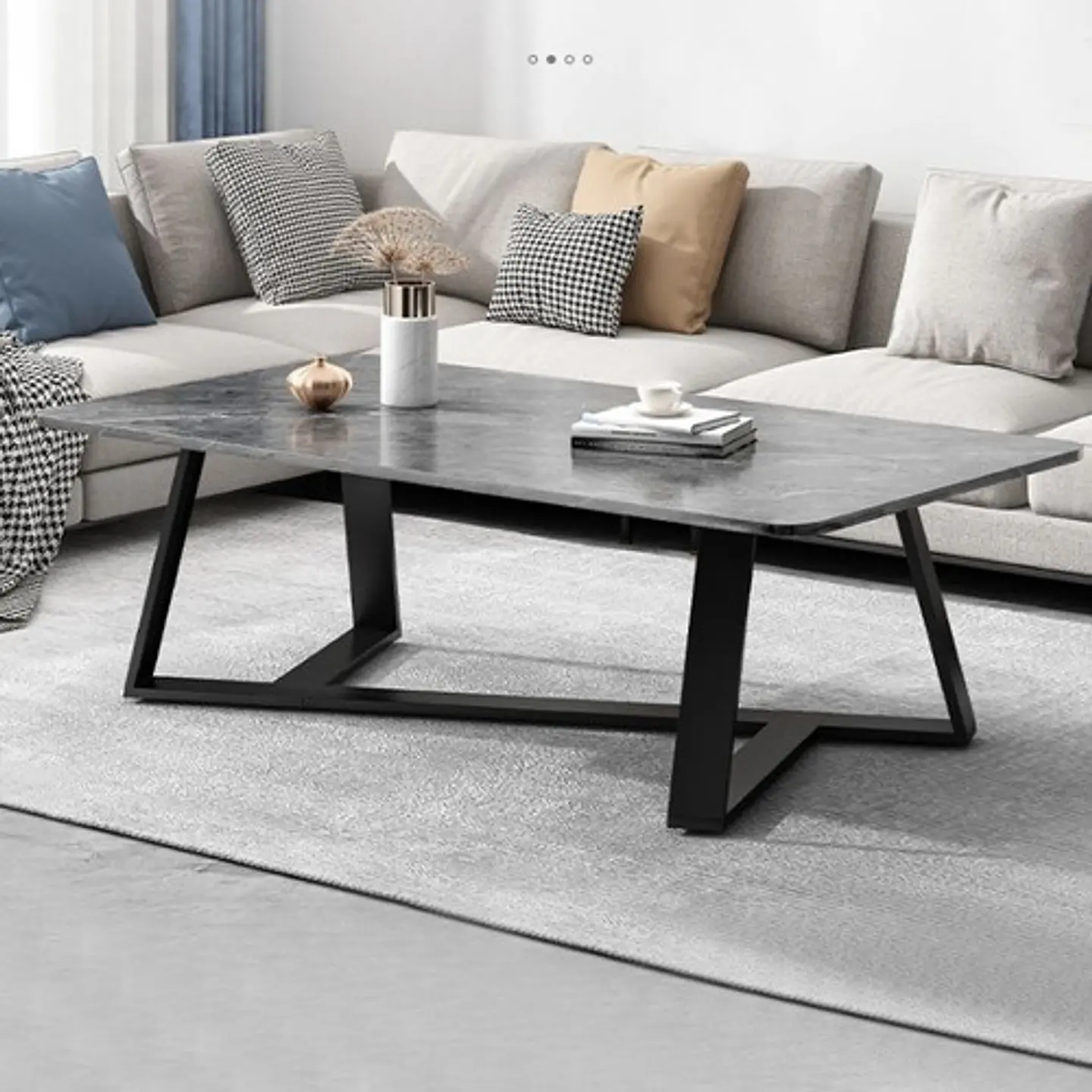 Mesa De Centro Mármol Sala De Estar Hogar Moderna 120x60cm 2