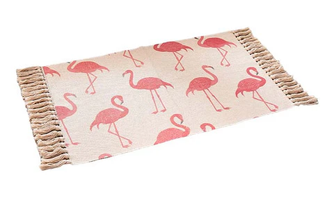 Alfombra Minimalista Estampada Boho Tejida A Mano Con Borlas