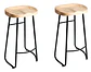 Pack 2 Sillas De Bar Metálica 75 Cm Asiento Madera  - Miniatura 1