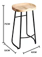 Pack 2 Sillas De Bar Metálica 75 Cm Asiento Madera  - Miniatura 2