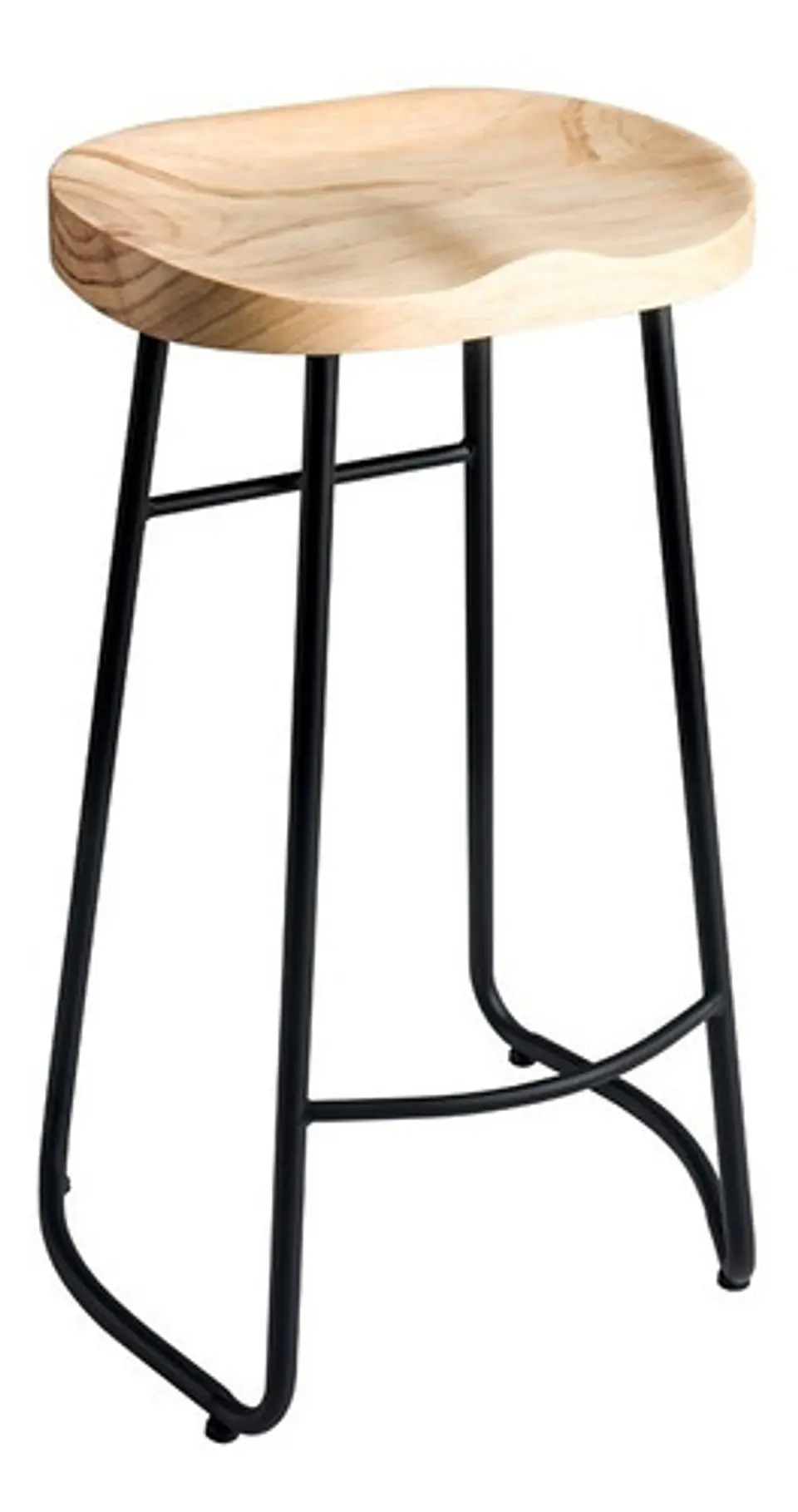 Pack 2 Sillas De Bar Metálica 75 Cm Asiento Madera  3