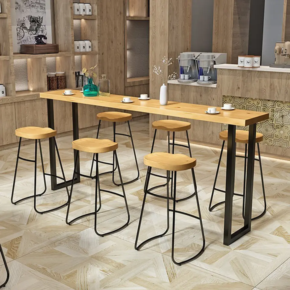 Pack 2 Sillas De Bar Metálica 75 Cm Asiento Madera  5