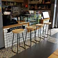 Pack 2 Sillas De Bar Metálica 75 Cm Asiento Madera  - Miniatura 7