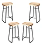 Pack 4 Sillas De Bar Metálica 75 Cm Con Asiento Madera  - Miniatura 1