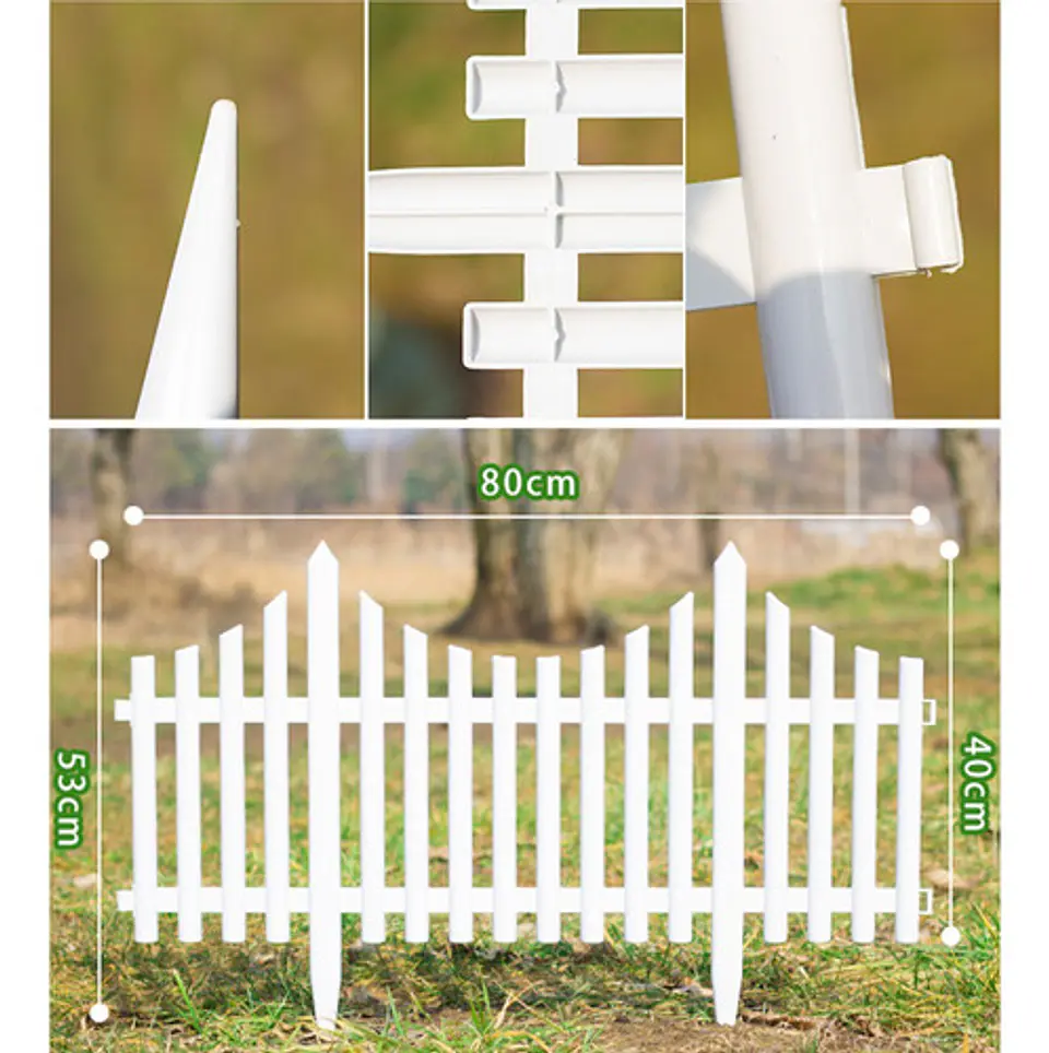 Valla De Jardín Con Borde Blanco Pack 4 Resistente 80x53cm 3