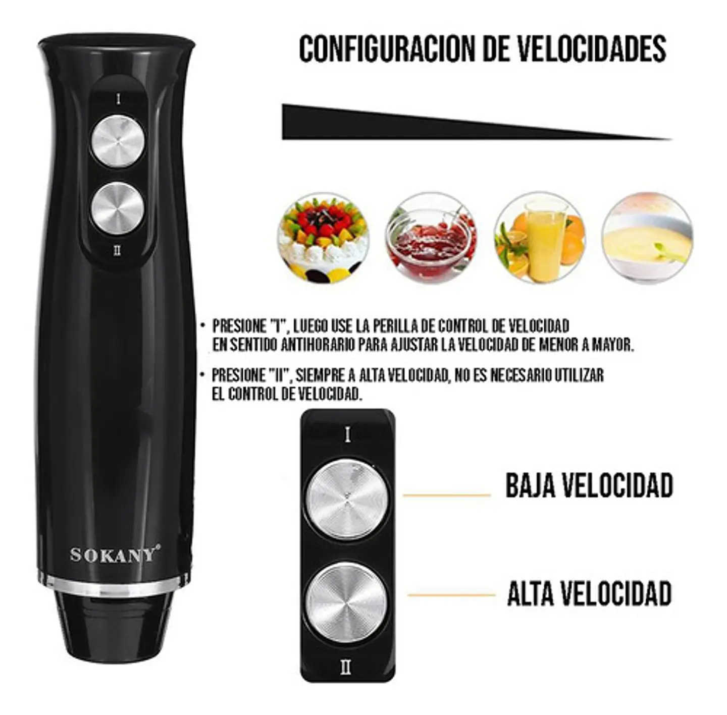 Batidora De Mano 4 En 1 Con Cuchillas Extraibles 500w 7