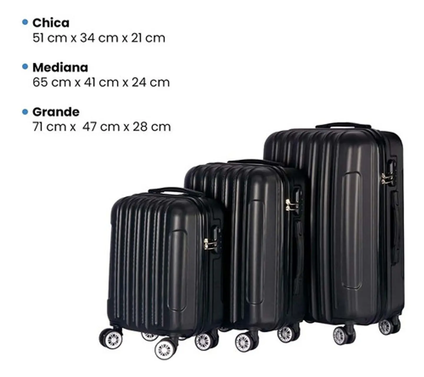 Set De 3 Maletas De Viaje Equipaje Resistente Con Cerradura 4
