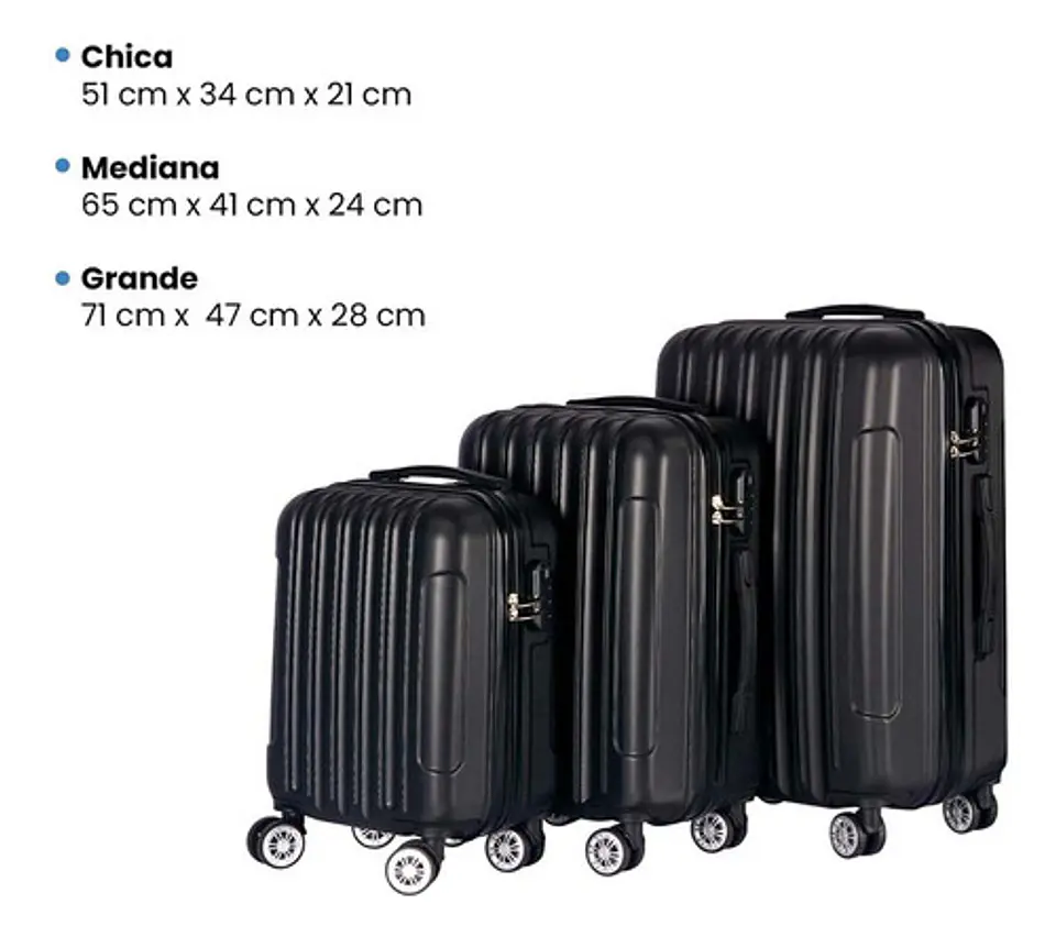 Set De 3 Maletas De Viaje Equipaje Resistente Con Cerradura 4