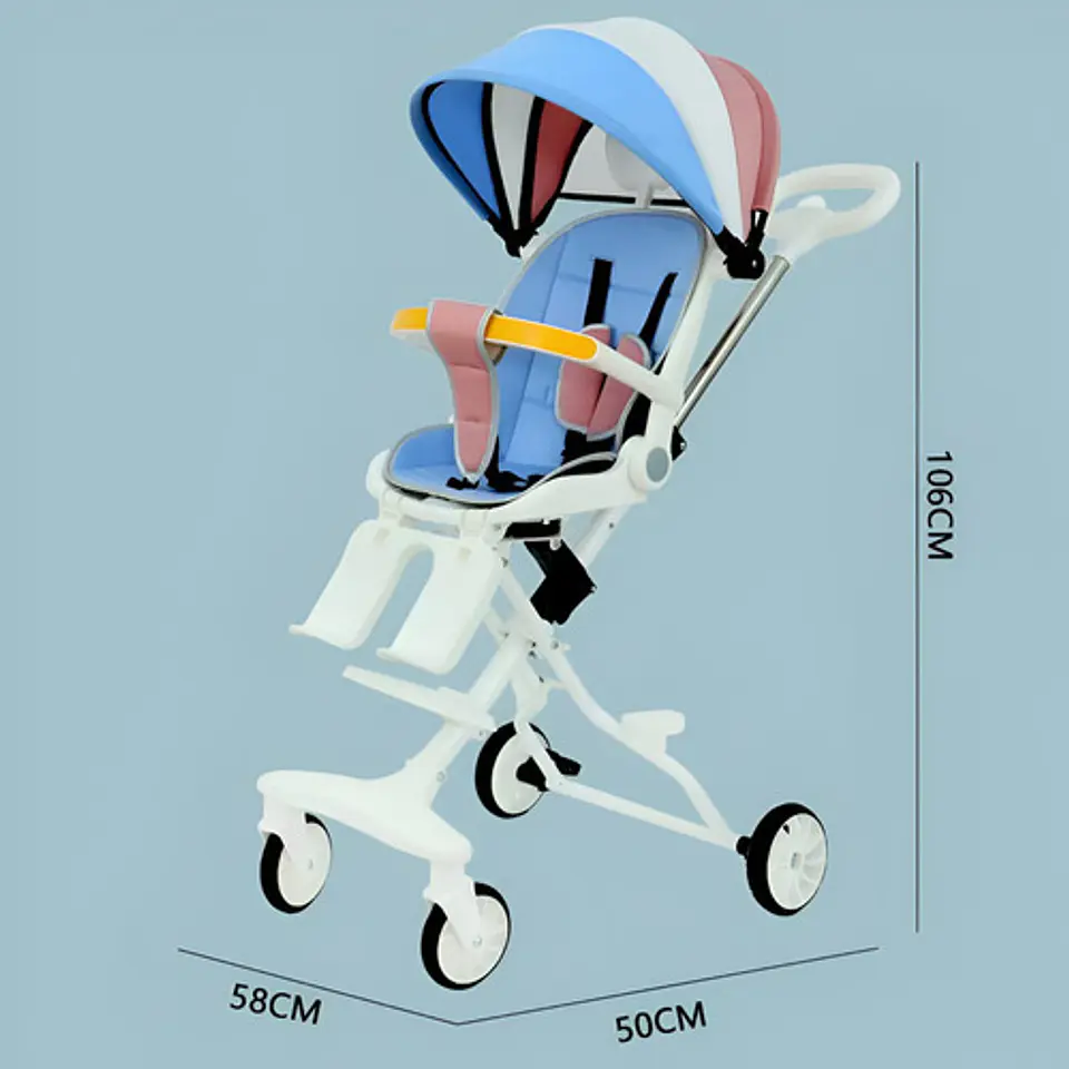 Coche De Bebé Bidireccional Plegable Ligero Con Cubierta 3