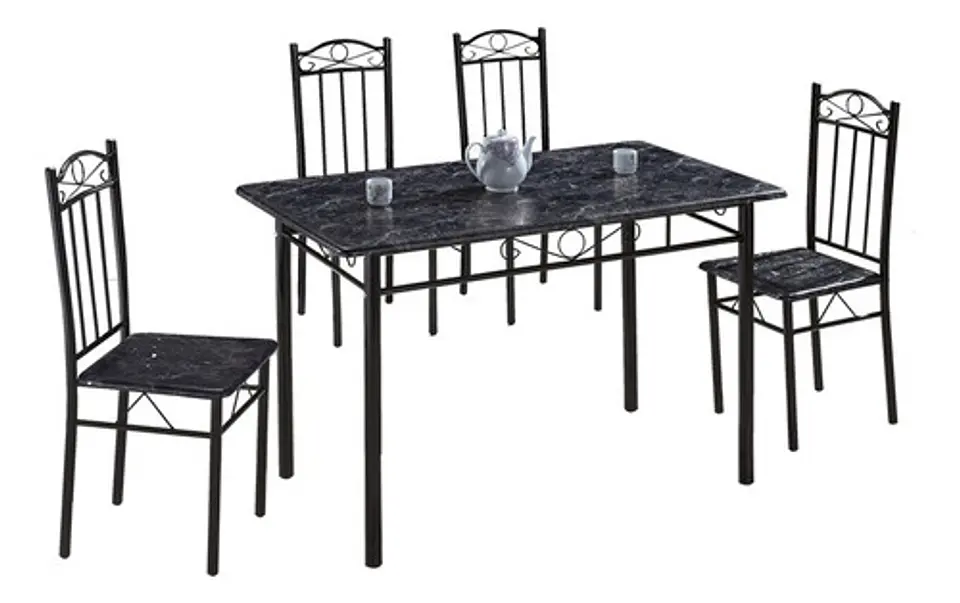 Juego De Comedor Marmol Con 4 Sillas Moderna 120cm X 67cm 1