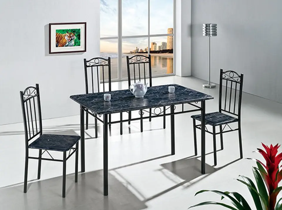 Juego De Comedor Marmol Con 4 Sillas Moderna 120cm X 67cm 4