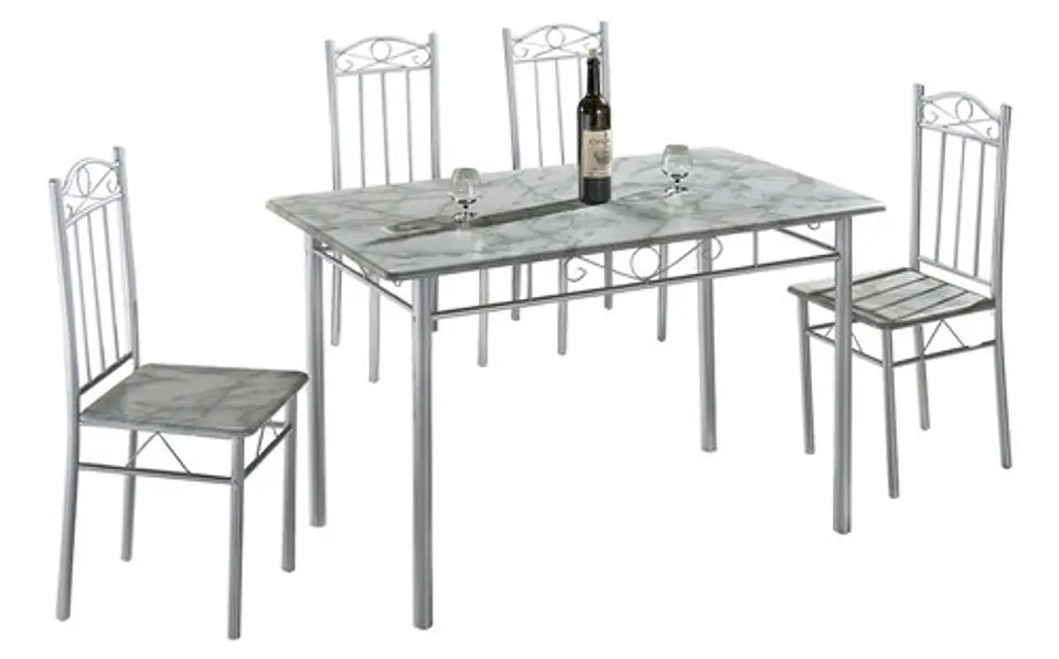 Juego De Comedor Marmol Con 4 Sillas Moderna 120cm X 67cm 5