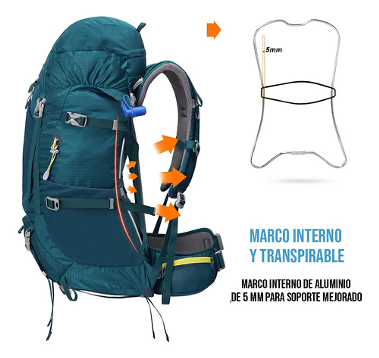 Mochila De Senderismo 65l Montañismo Impermeable Y Liviana 3