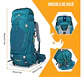 Mochila De Senderismo 65l Montañismo Impermeable Y Liviana - Miniatura 8