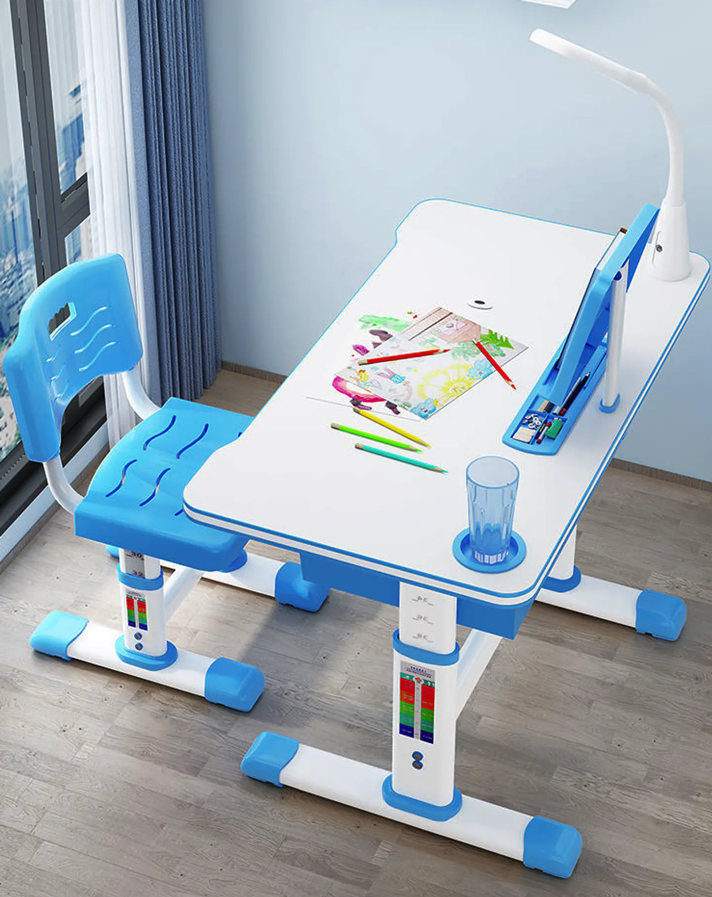 Juego De Mesa Y Silla Para Niños, Escritorio Ajustable 7