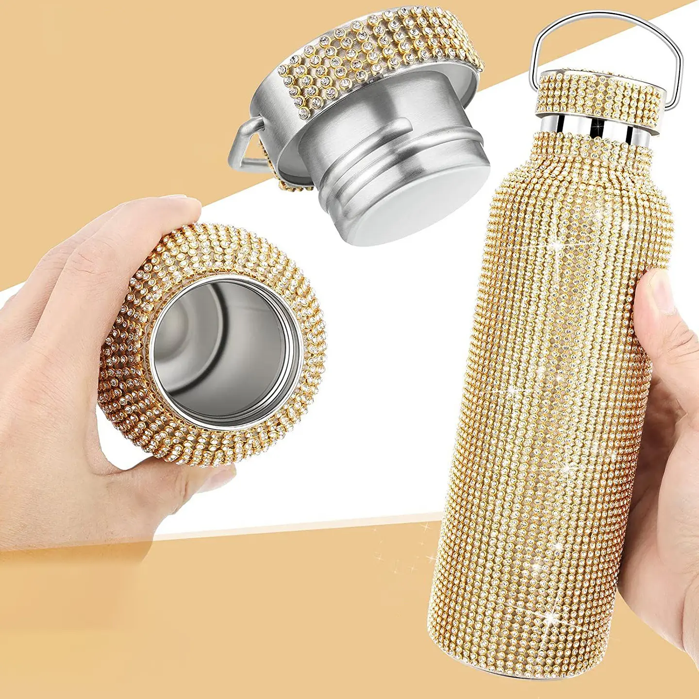 Termo Botella Diseño Diamantes 500ml Portatil Termica 4