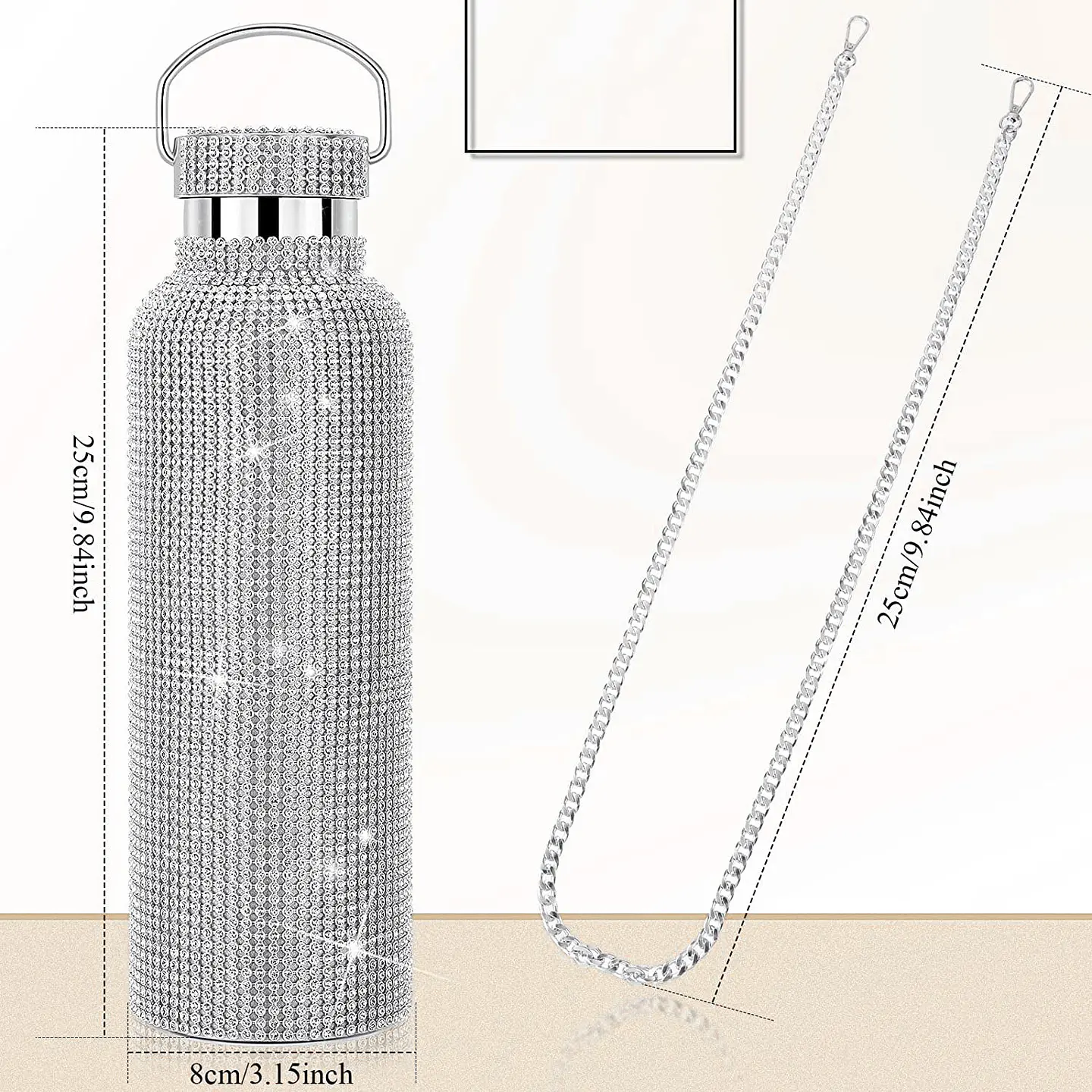 Termo Botella Diseño Diamantes 500ml Portatil Termica 12