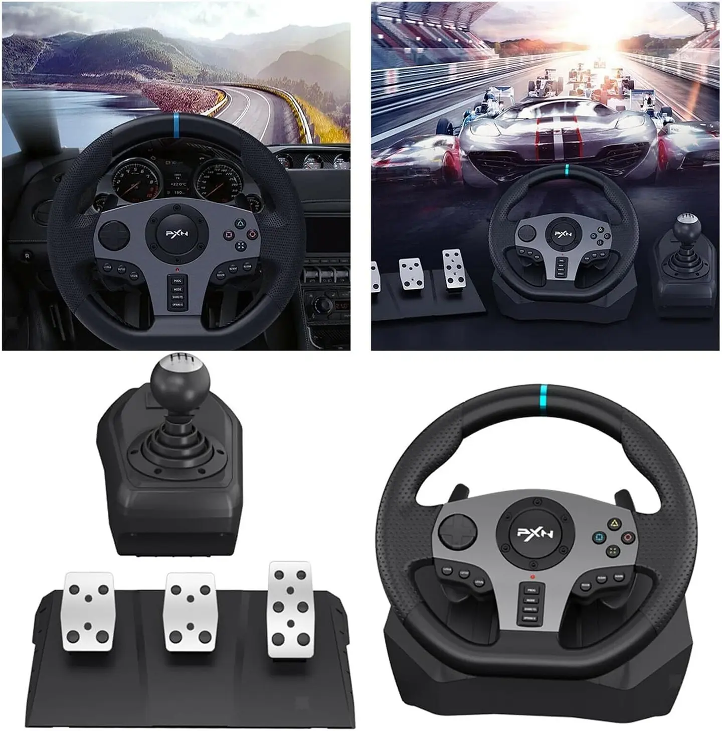 Volante Palanca Y Pedales Videojuegos Pxn V9 Ps4 Xbox PC 5
