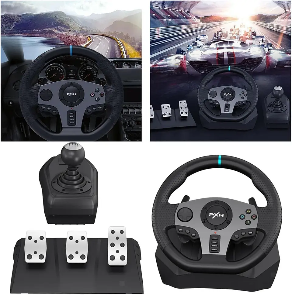 Volante Palanca Y Pedales Videojuegos Pxn V9 Ps4 Xbox PC 5