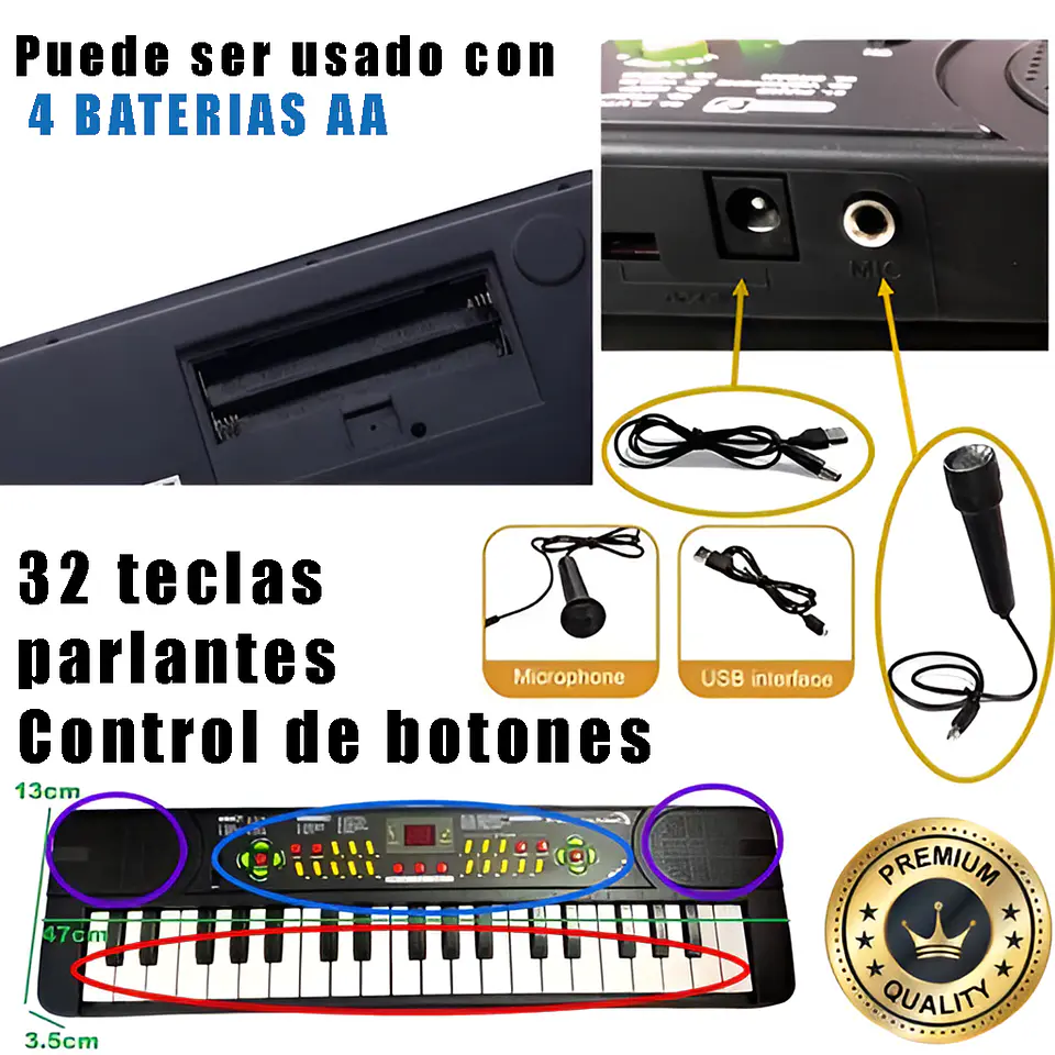 Piano Electrónico 37 Teclas Con Microfono Teclado Musical 2