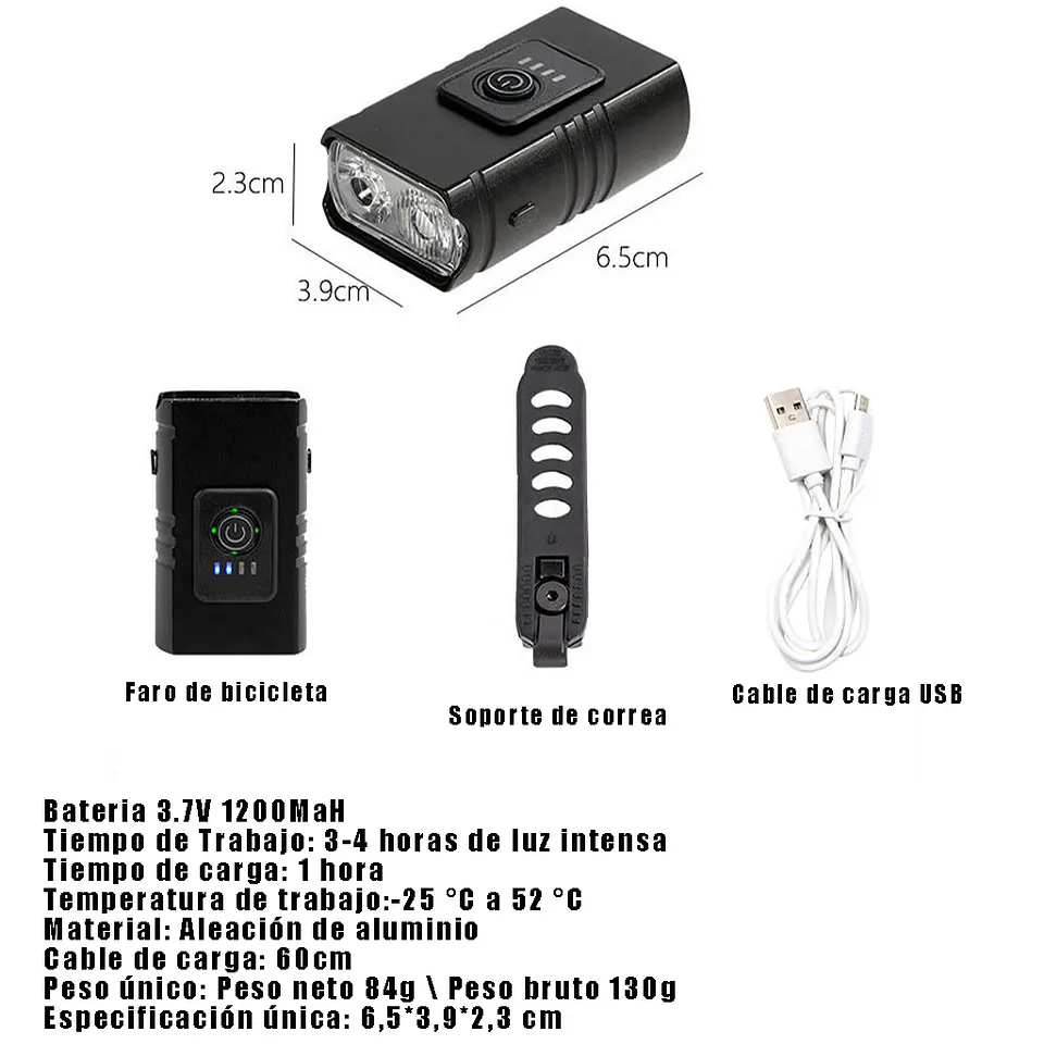 Juego de Luz LED De Bicicleta Impermeable USB 2