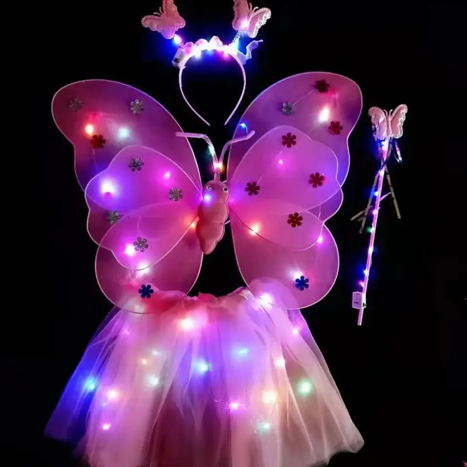 Disfraz De Mariposa Con Alas de Hada con Luces 4 piezas 2