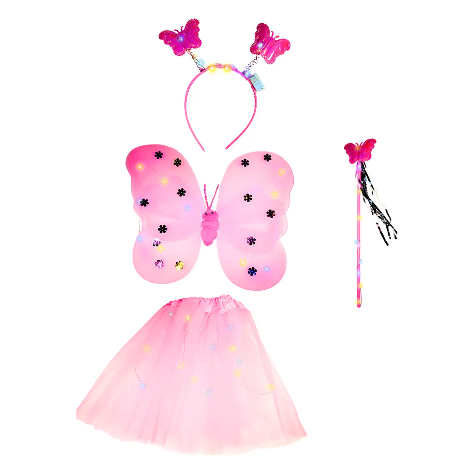 Disfraz De Mariposa Con Alas de Hada con Luces 4 piezas 1