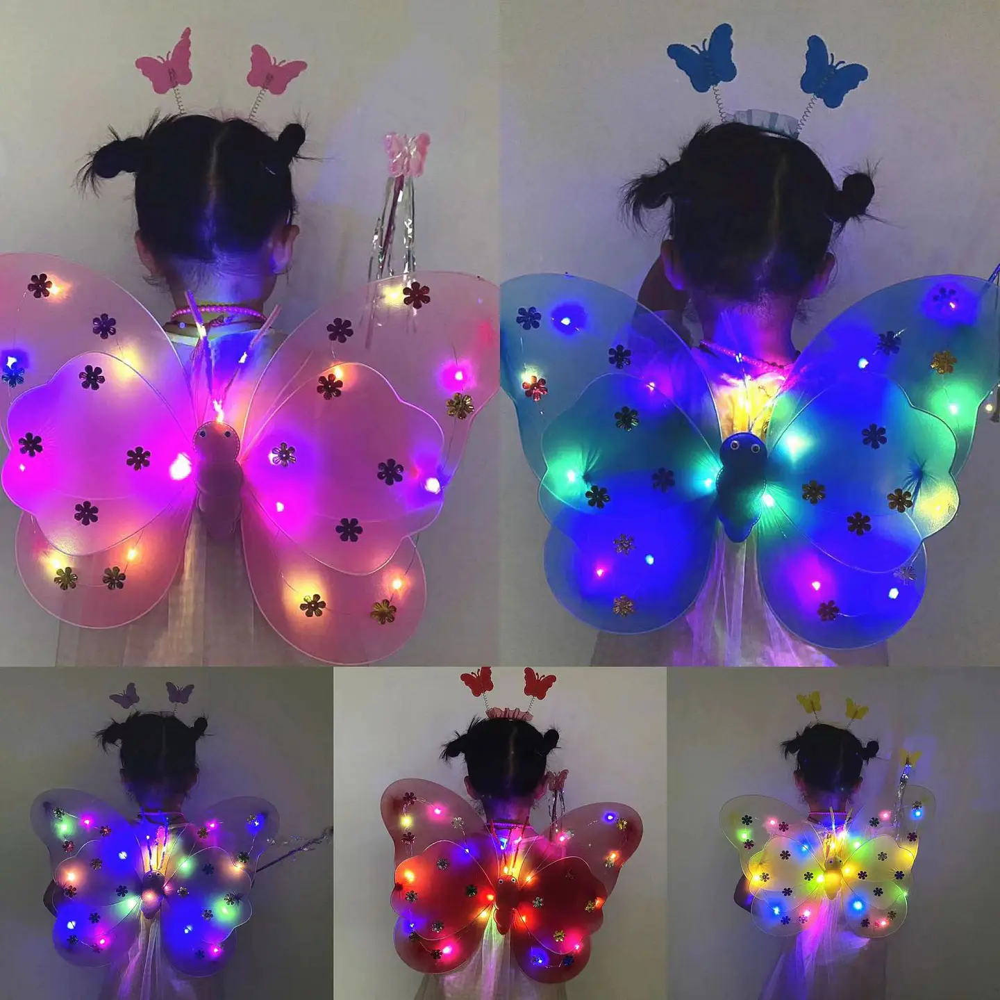 Disfraz De Mariposa Con Alas de Hada con Luces 4 piezas 8