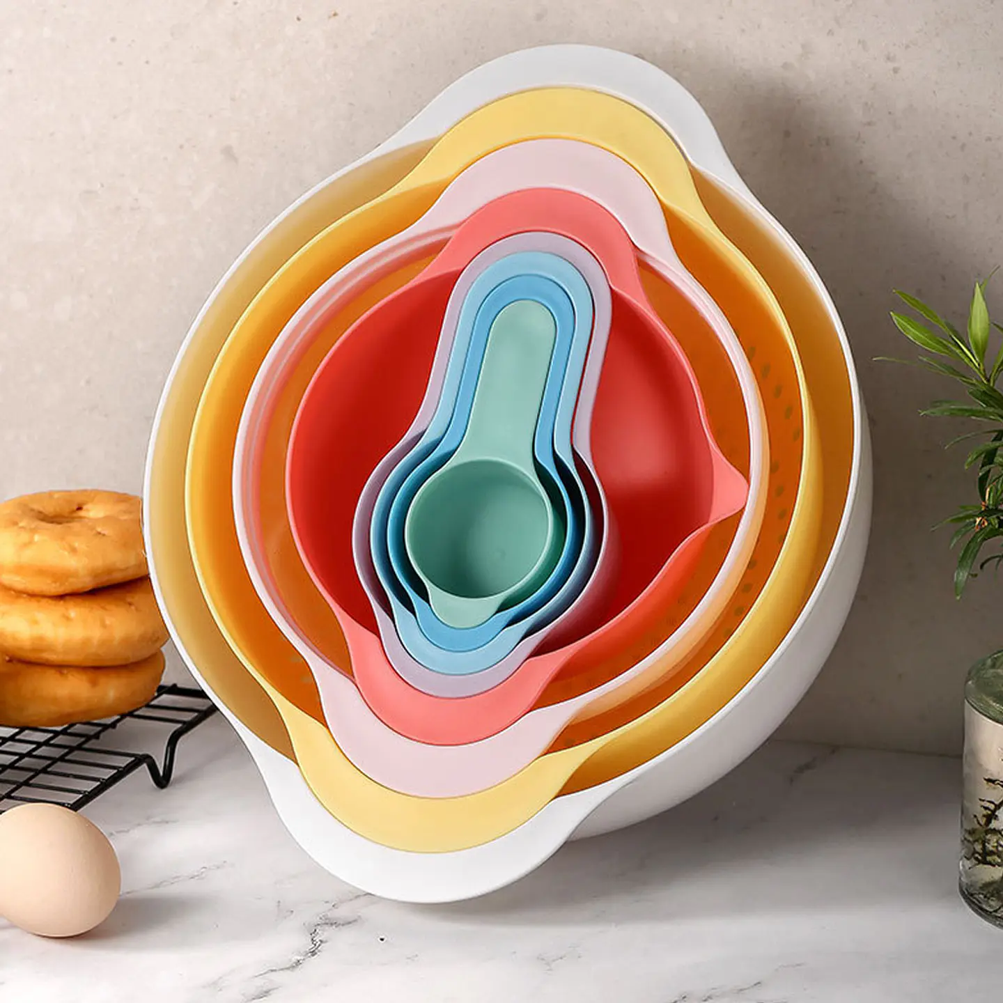 Juego De 8 Tazones Anidados Con Tazas Medidoras Multifuncion 5