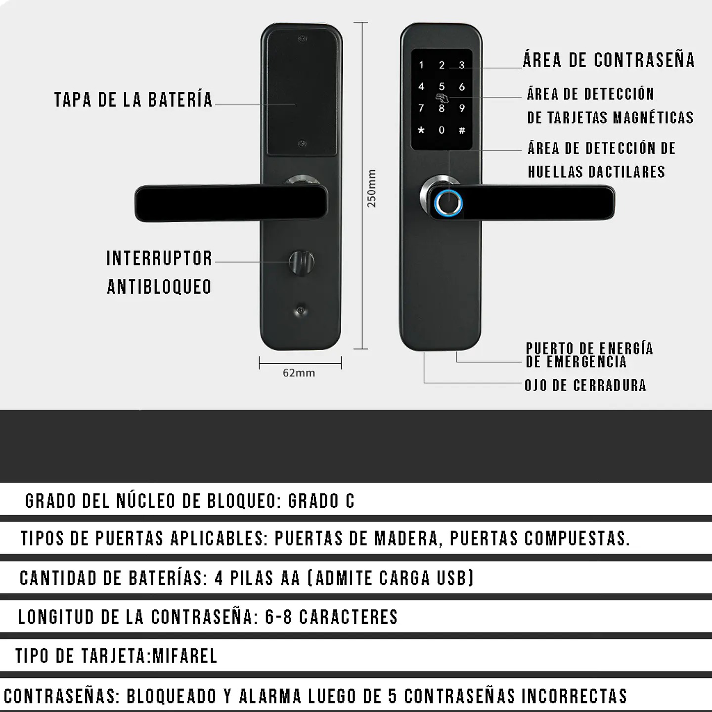 Cerradura Inteligente Con Huella Digital Electrónica 2