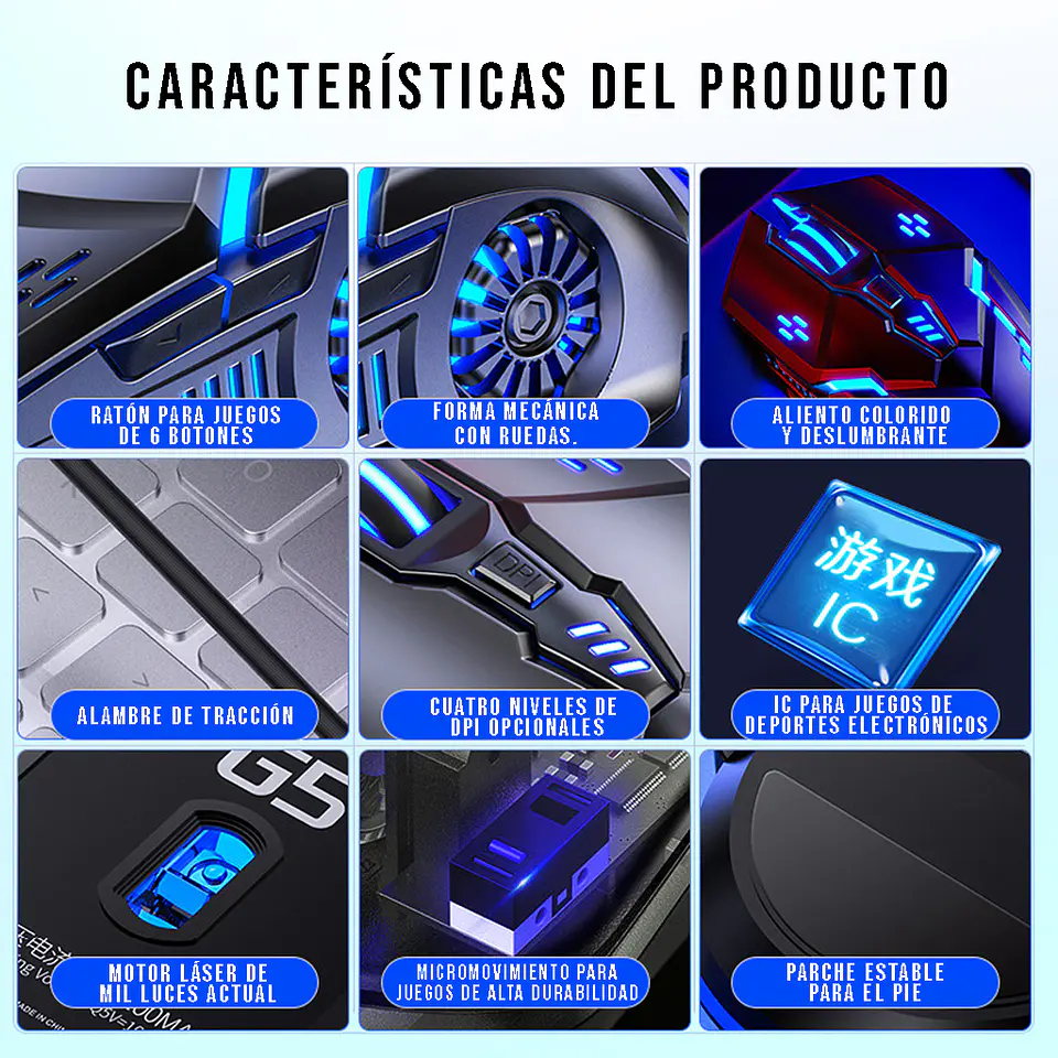 Mouse Gamer Raton 6D Ergonómico USB Optico Para Juegos 2