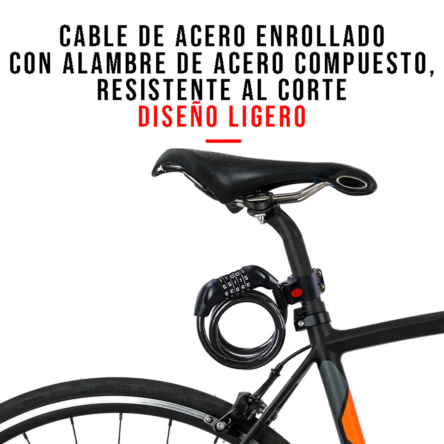 Candado Bicicleta Clave Seguridad De Bloqueo Antirrobo 120cm 4