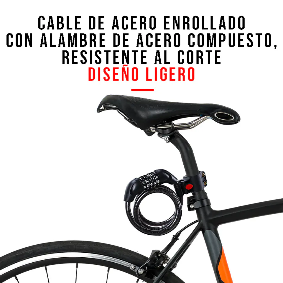 Candado Bicicleta Clave Seguridad De Bloqueo Antirrobo 120cm 4
