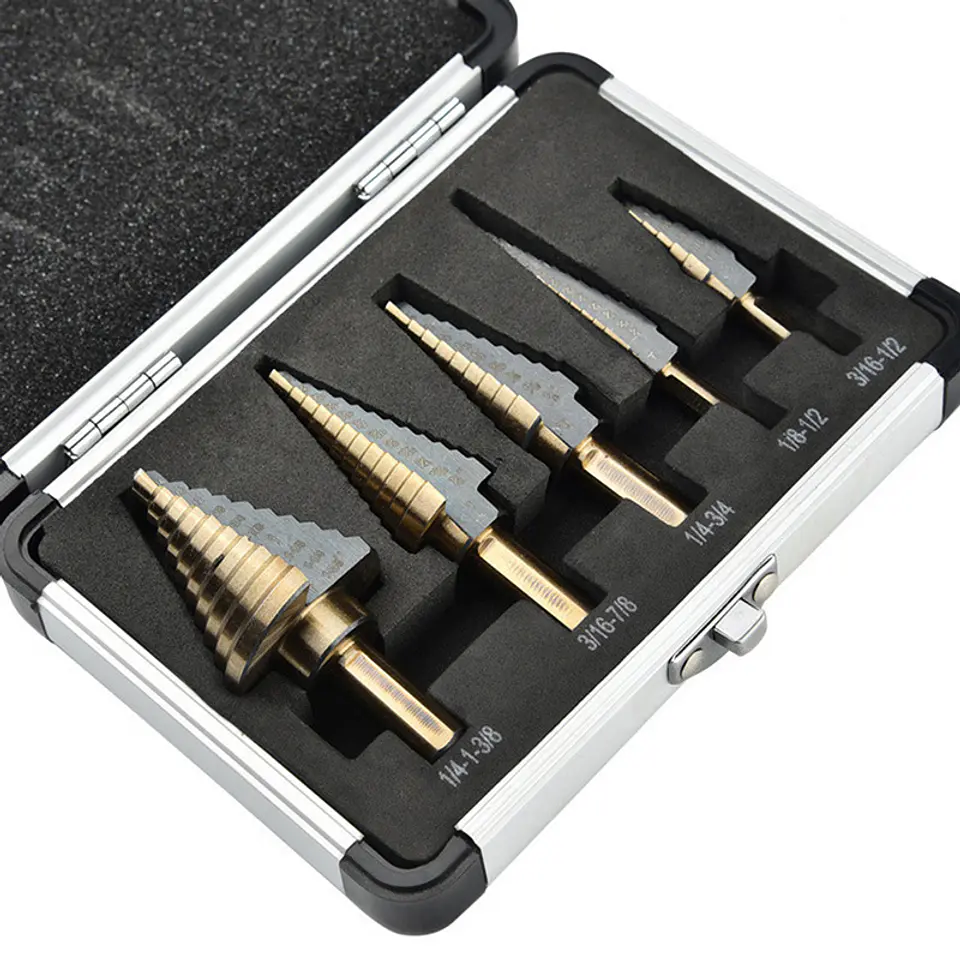 Juego de 5 Brocas Escalonadas Metal para Taladro con Caja 6