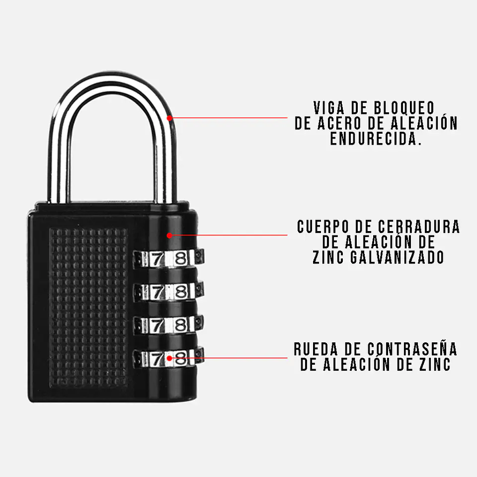 Candado de Combinación de 4 dígitos Antirrobo Cerradura 3