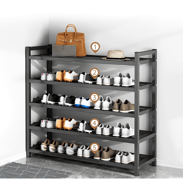 Zapatero de 5 niveles, moderno estante de almacenamiento de zapatos de  madera blanca para ahorrar espacio, soporte de exhibición de zapatos de  pie