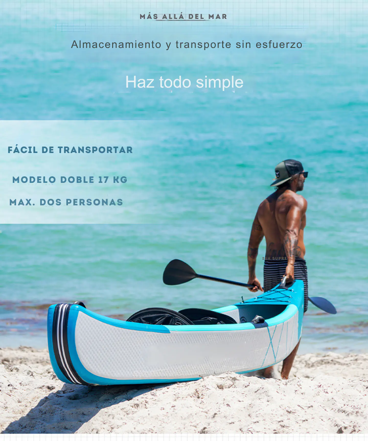 Kayak Doble Inflable Canoa + Kit Multiuso 2